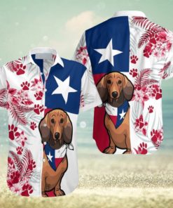 Dachshund Texas Flag Hawaiian Shirt