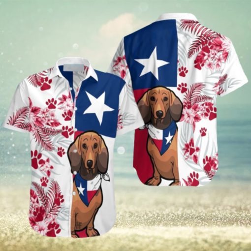 Dachshund Texas Flag Hawaiian Shirt