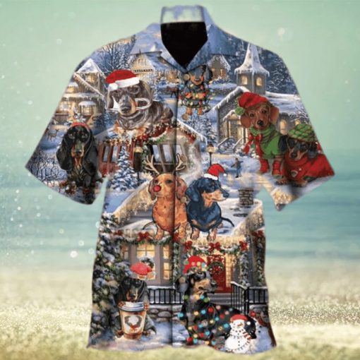 Dachshund Through The Snow 3D Funny Hawaiian Shirt