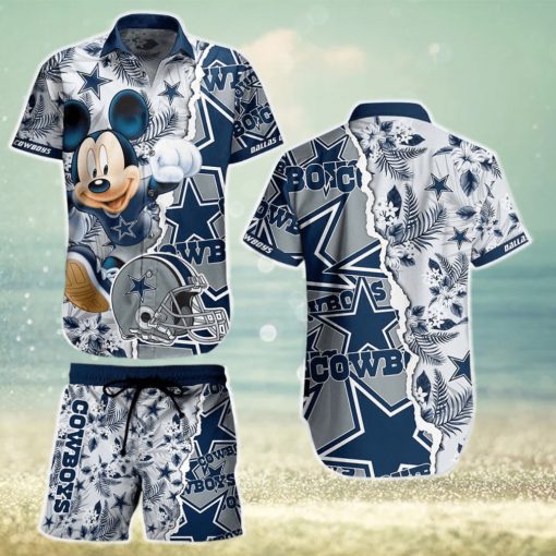 Dallas Cowboys NFL Hawaiian Shirt And Short Mickey Graphic Tropical 3D Printed Gift For Men Women