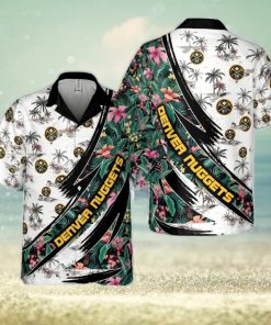 Denver Nuggets Hibiscus Flower And Tree Pattern Print Hawaiian Shirt