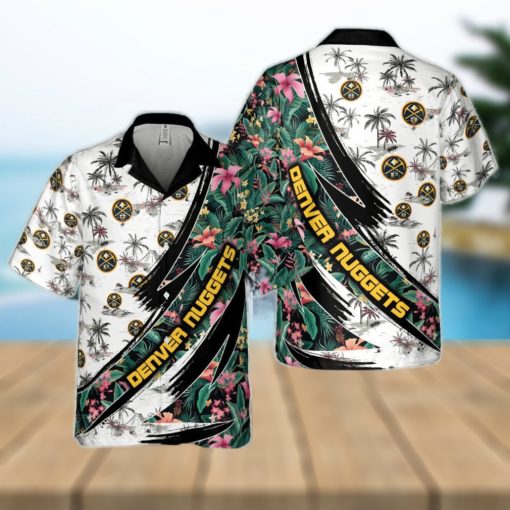 Denver Nuggets Hibiscus Flower And Tree Pattern Print Hawaiian Shirt