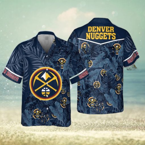 Denver Nuggets Leaves Tropical Pattern Print Hawaiian Shirt