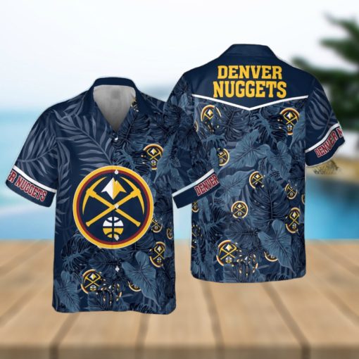 Denver Nuggets Leaves Tropical Pattern Print Hawaiian Shirt