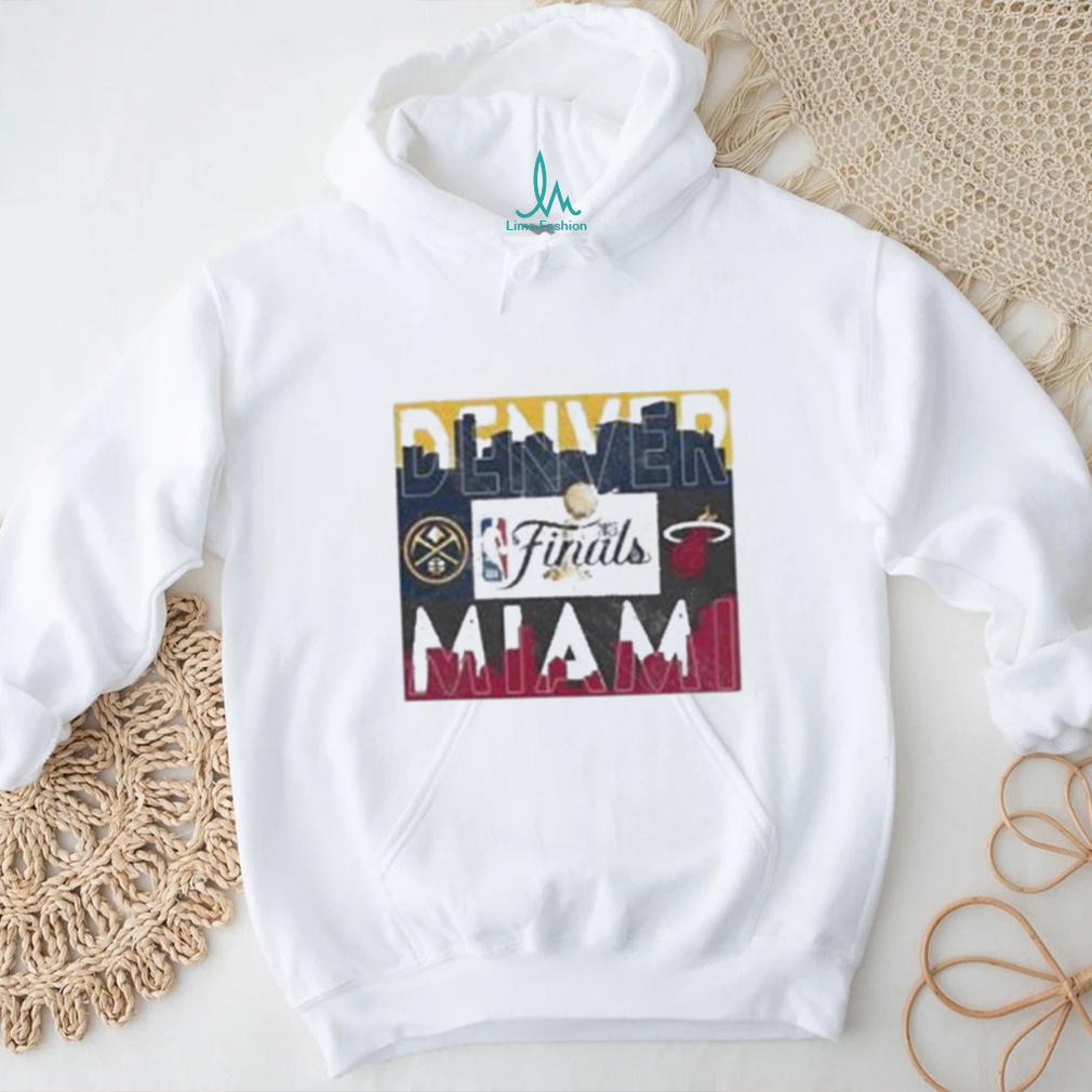 Denver nuggets vs. miamI heat 2023 NBA finals matchup skyline shirt Denver nuggets vs. miamI heat 2023 NBA finals matchup skyline shirt