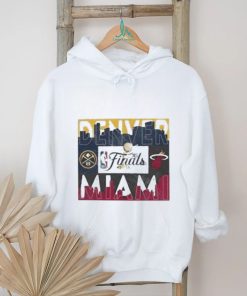 Denver nuggets vs. miamI heat 2023 NBA finals matchup skyline shirt, hoodie, sweater, long sleeve and tank top Denver nuggets vs. miamI heat 2023 NBA finals matchup skyline shirt