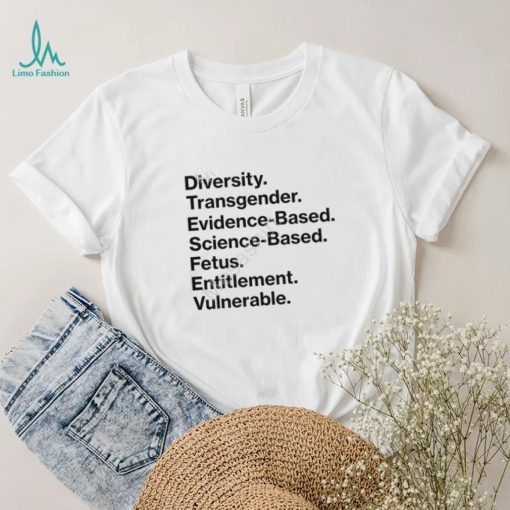 Diversity Transgender Evidence Based Science Based Fetus Entitlement Vulnerable T Shirts