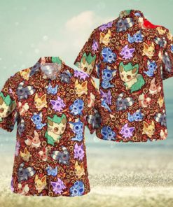 Eevee Evolution Seamless Pattern Design Hawaiian Shirt and Short