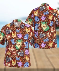 Eevee Evolution Seamless Pattern Design Hawaiian Shirt and Short