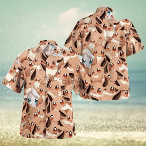 Eevee Seamless Pattern Design Hawaiian Shirt and Short