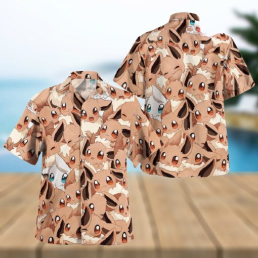 Eevee Seamless Pattern Design Hawaiian Shirt and Short