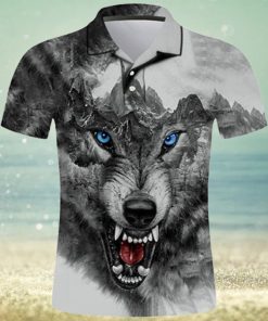 Fantasy Animal Wolf Graphic Polo Hawaiian Shirt