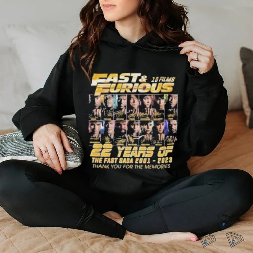 Fast & Furious 10 Films 22 Years Of The Fast Saga 2001 – 2023 Thank You For The Memories T Shirt