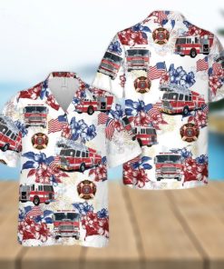 Firefighter Fire Truck Gift For 4th Of July Aloha Hawaiian Shirt