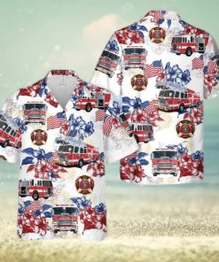 Firefighter Fire Truck Gift For 4th Of July Aloha Hawaiian Shirt