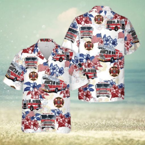 Firefighter Fire Truck Gift For 4th Of July Aloha Hawaiian Shirt