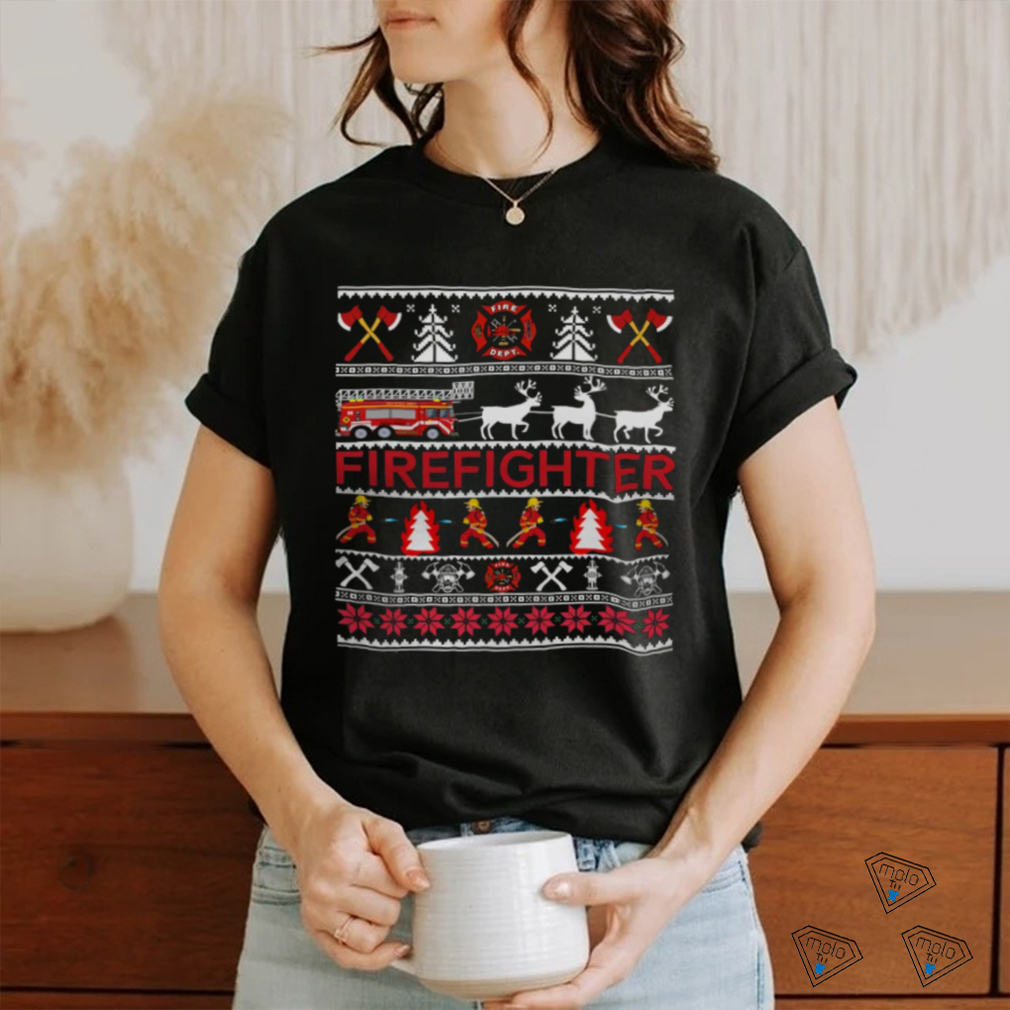 Firefighter Ugly Christmas Sweater Tee Gifts 228 shirt
