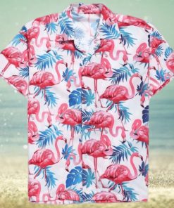 Flamingo Tropical Leaves Hawaiian Shirt