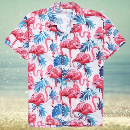 Flamingo Tropical Leaves Hawaiian Shirt