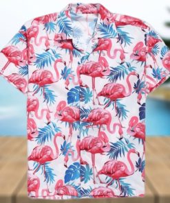 Flamingo Tropical Leaves Hawaiian Shirt