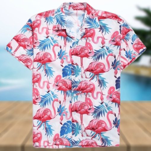 Flamingo Tropical Leaves Hawaiian Shirt