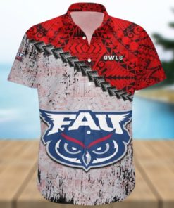 Florida Atlantic Owls Ncaa Grunge Polynesian Tattoo Summer Gift For Fans 3D Aloha Hawaiian Shirt