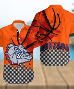 Gonzaga Bulldogs Men’s Basketball On Orange Background 3D Hawaiian Shirt For Men And Women