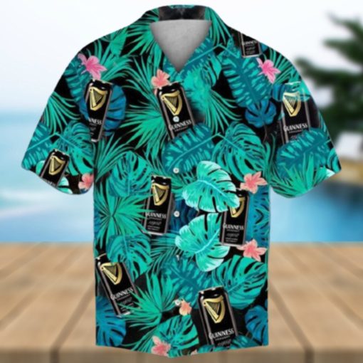 Guinness Beer Hawaiian Shirt Tropical Green Leaves