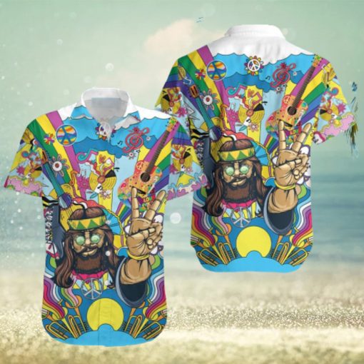 Guitar Hippie Aloha Hawaiian Shirts Gift For Summer Vacation