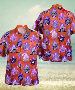 Halloween Gengar Versions Pattern Design Hawaiian Shirt and Short