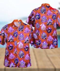 Halloween Gengar Versions Pattern Design Hawaiian Shirt and Short