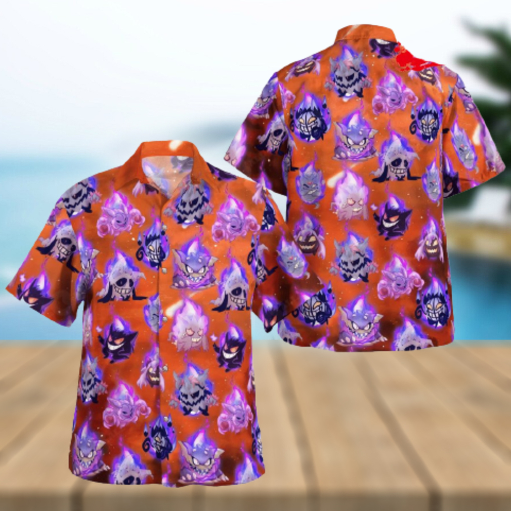 Halloween Gengar Versions Pattern Design Hawaiian Shirt and Short Halloween Gengar Versions Pattern Design Hawaiian Shirt and Short