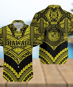 Hawaii Polynesian Aloha Yellow And Black Hawaiian Shirts