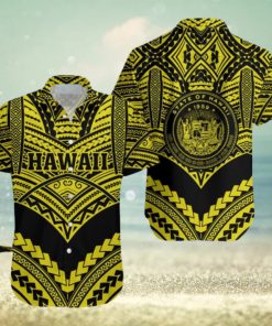 Hawaii Polynesian Aloha Yellow And Black Hawaiian Shirts