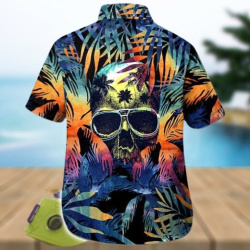 Hawaiian Aloha Shirts Skull Flower Leaves