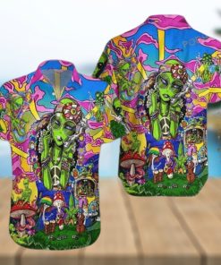 Hippie Alien 3D Funny Hawaiian Shirt