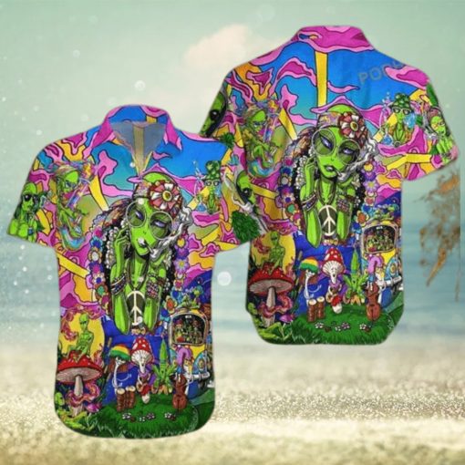 Hippie Alien 3D Funny Hawaiian Shirt