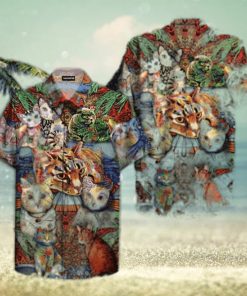 Hippie Cats Peace Life Colorful 3D Funny Hawaiian Shirt