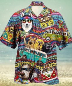 Hippie Husky Dog Colorful Aloha 3D Funny Hawaiian Shirt