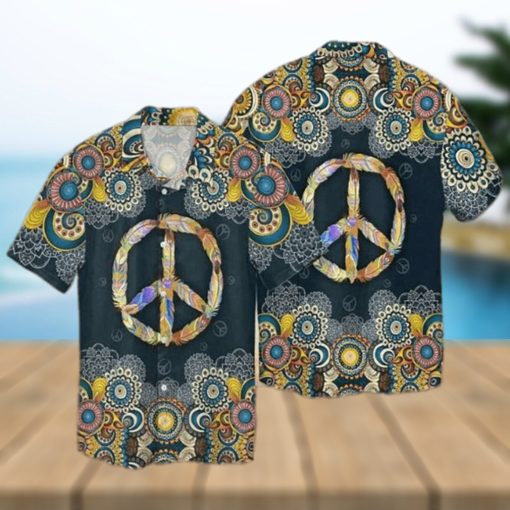 Hippie Peace Sign Funny Hawaiian Shirt, Hawaiian Button Up Shirt