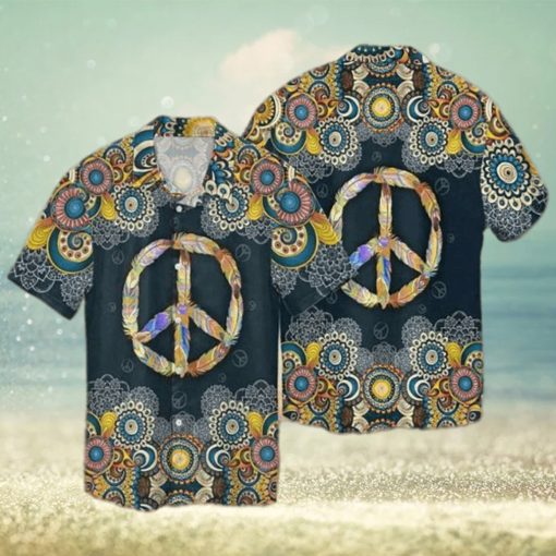 Hippie Peace Sign Funny Hawaiian Shirt, Hawaiian Button Up Shirt