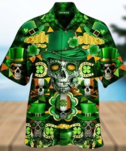 Irish Skull Rich St. Patrick Green Hawaiian Shirt