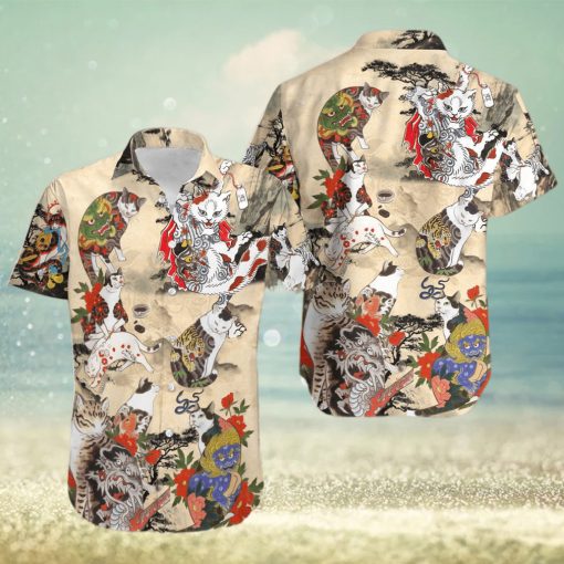 Japanese Cat Tattoo Trending Hawaiian Shirt 1