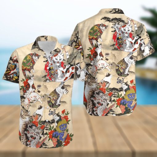 Japanese Cat Tattoo Trending Hawaiian Shirt 1