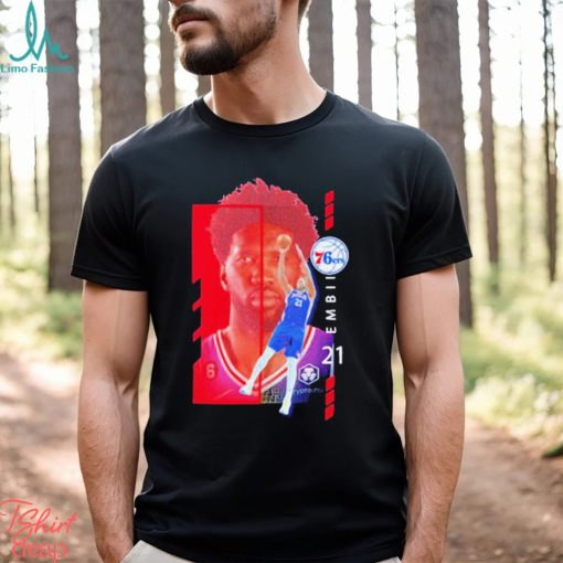 Joel Embiid Philadelphia 76ers Player Name & Number Jump Pass Shirt