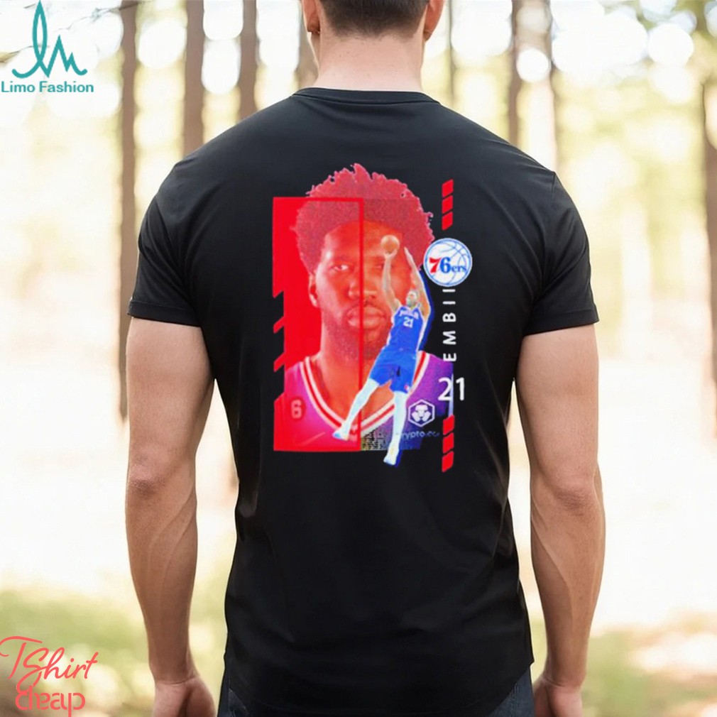 Joel Embiid Philadelphia 76ers Player Name & Number Jump Pass Shirt Joel Embiid Philadelphia 76ers Player Name & Number Jump Pass Shirt