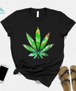 Kaleidoscope Green Leaf Cannabis art shirt