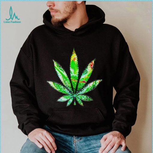 Kaleidoscope Green Leaf Cannabis art shirt