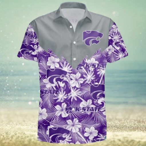 Kansas State Wildcats With Hibicus Flower Beach Summer Pattern 3D Hawaiian Shirt Man