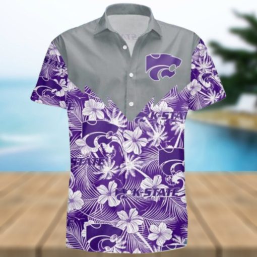 Kansas State Wildcats With Hibicus Flower Beach Summer Pattern 3D Hawaiian Shirt Man